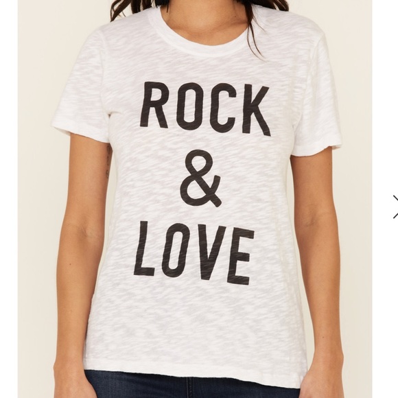 ELAN REVEL WOMEN'S WHITE ROCK & LOVE GRAPHIC SLUB TEE - Picture 2 of 7